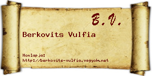 Berkovits Vulfia névjegykártya